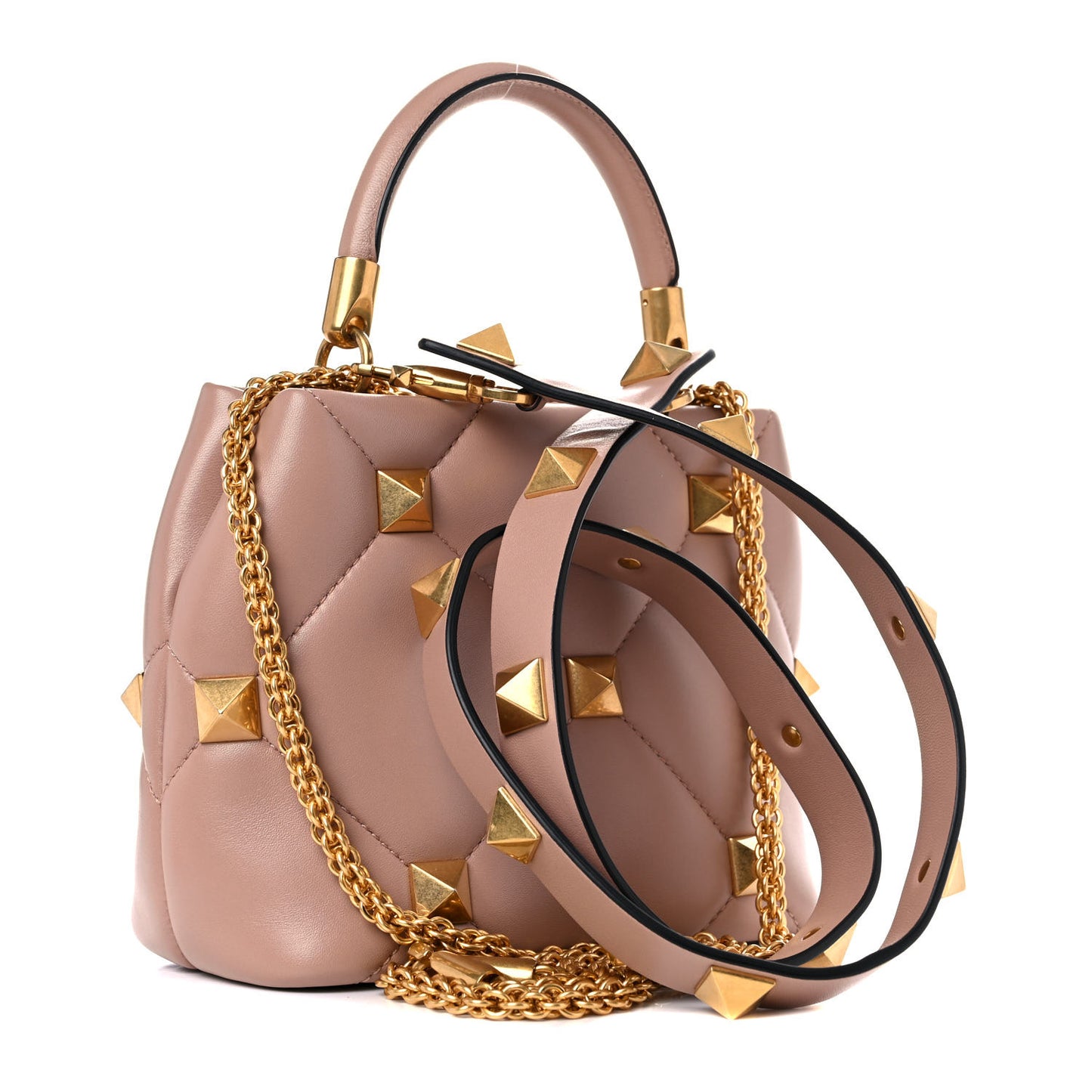 Nappa Small Roman Stud The Handle Bag Rose Cannelle