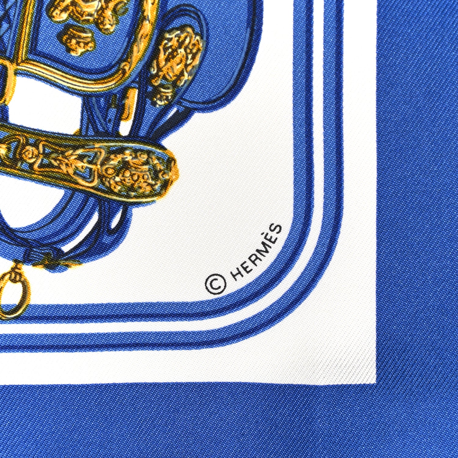 Hermes Silk Brides de Gala Nano Scarf 20 Bleu Vif White Or 4 of 4