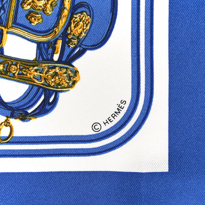Hermes Silk Brides de Gala Nano Scarf 20 Bleu Vif White Or 4 of 4