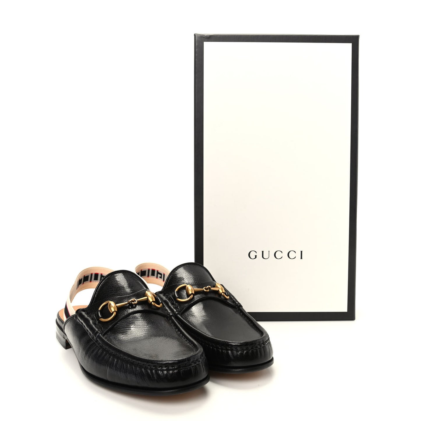 Goatskin Stripe Mens Horsebit Slingback Slippers 7 Black