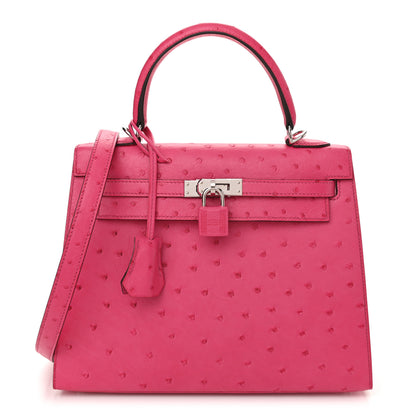 Hermes Ostrich Kelly Sellier 25 Rose Tyrien 1 of 11