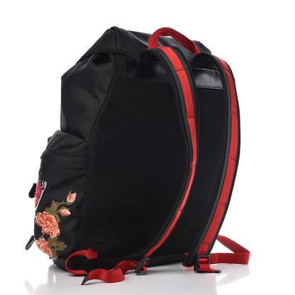 Gucci Techno Canvas Web L'Aveugle Par Amour Embroidered Double Buckle Backpack Black 3 of 8