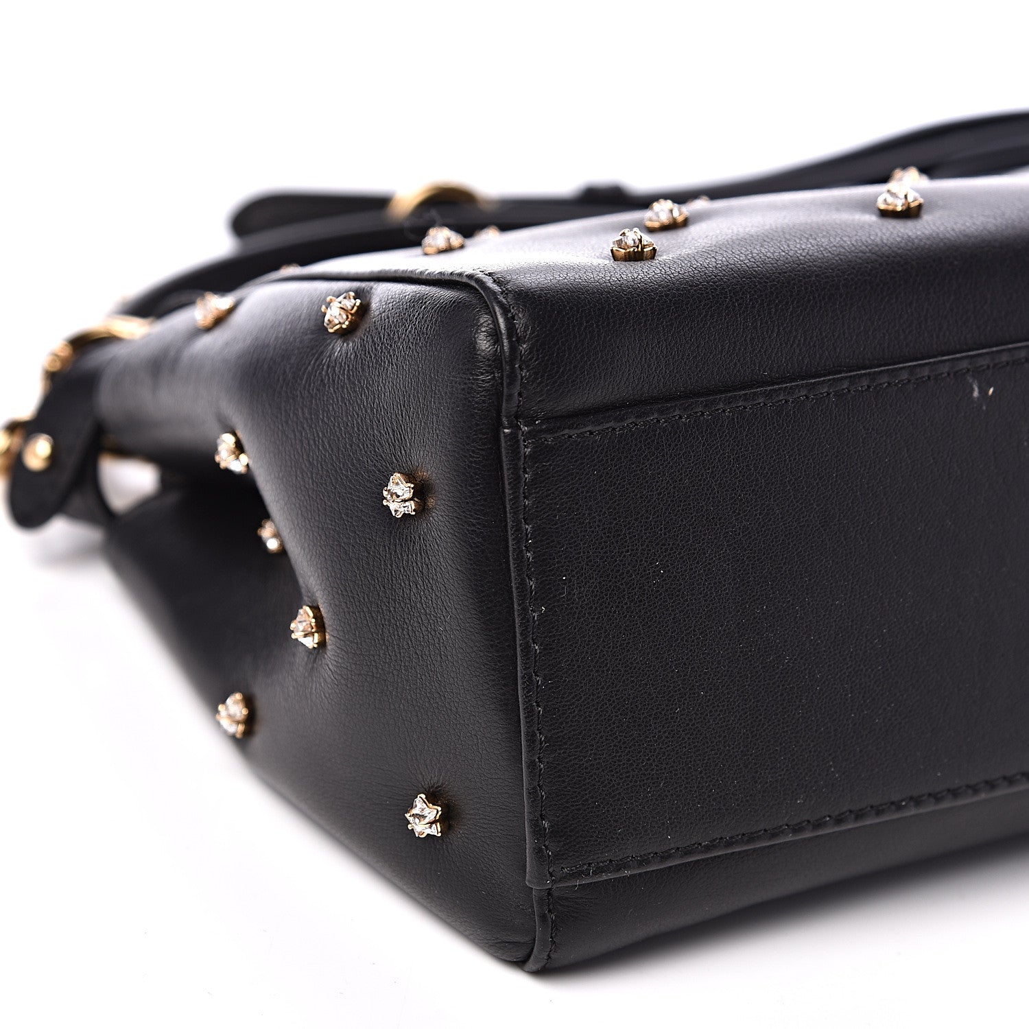 Fendi Nappa Crystal Star Embroidered XS Peekaboo Iconic Satchel Black 8 of 11