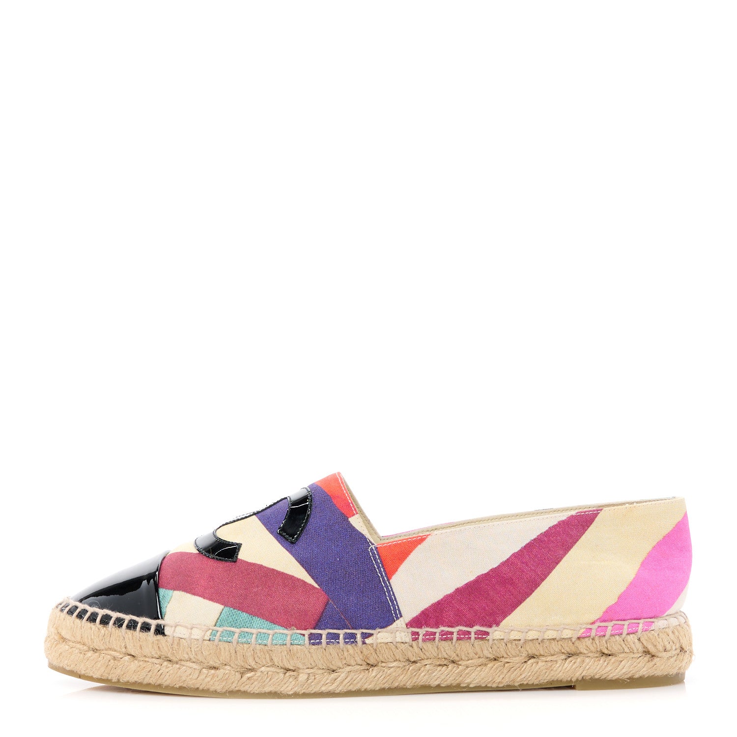 Chanel Fabric Patent CC Espadrilles 40 Multicolor Black 1 of 10