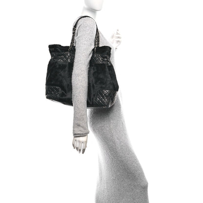 Chanel Aged Calfskin Pony Hair Quilted Miss Pony Drawstring Tote Black 2 of 11