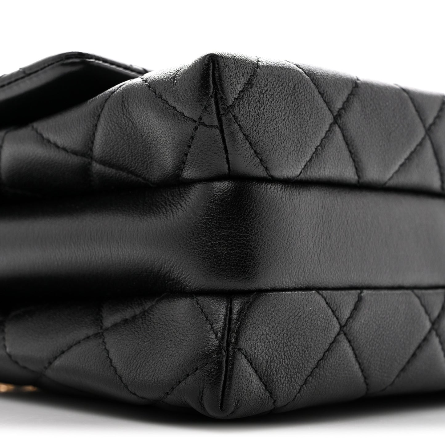 Calfskin Quilted Mini Chain Strap Flap Black