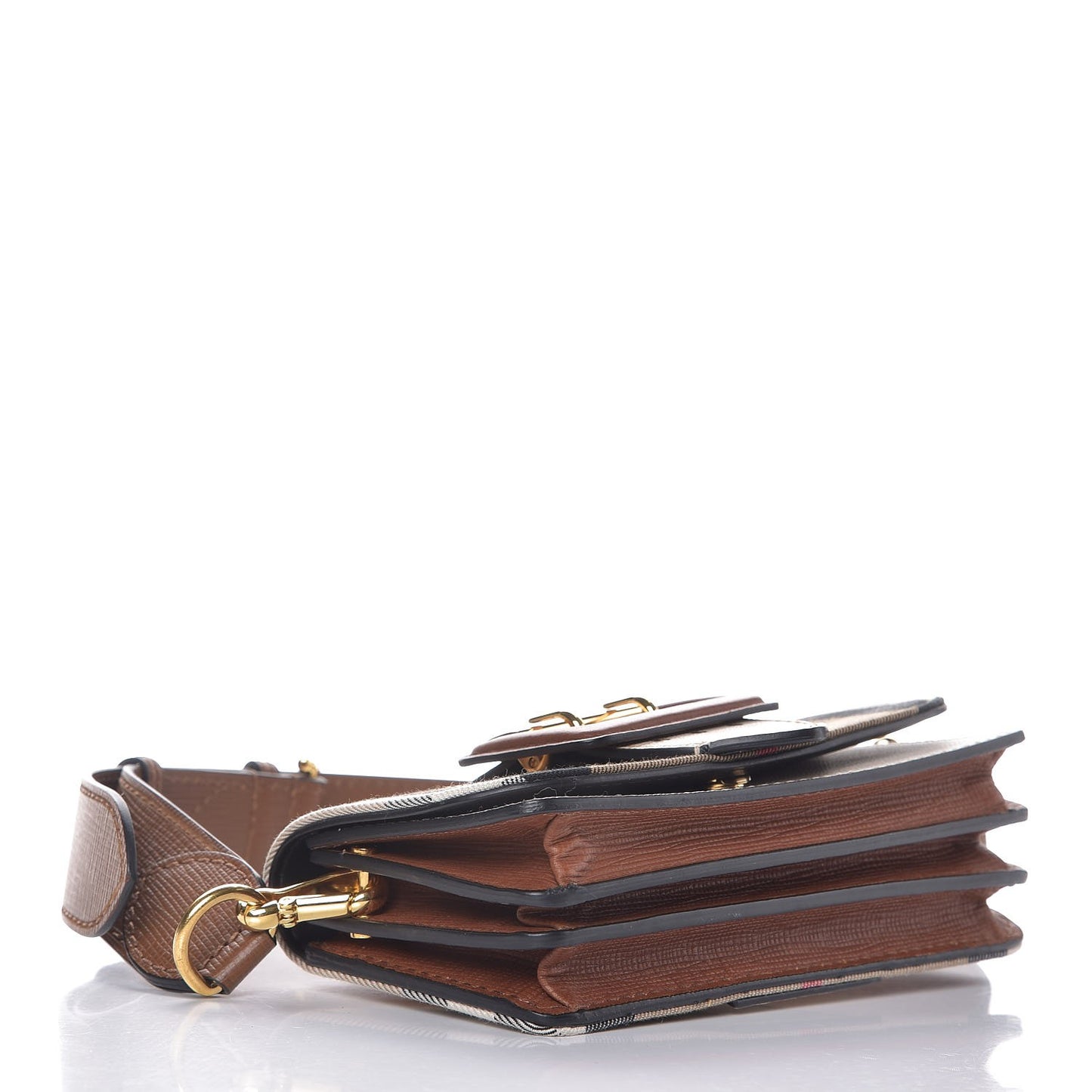 House Check Bridle Calfskin Small Madison Buckle Bag Limestone