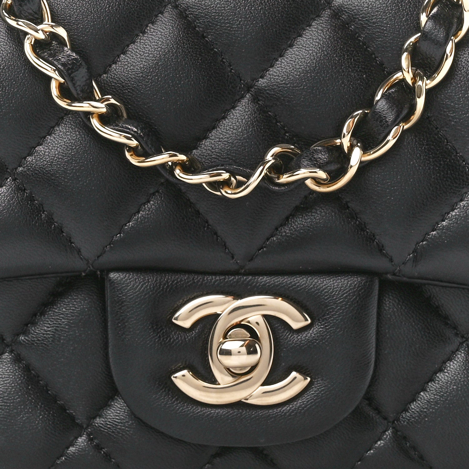 Chanel Lambskin Quilted Mini Square Flap Black 9 of 13