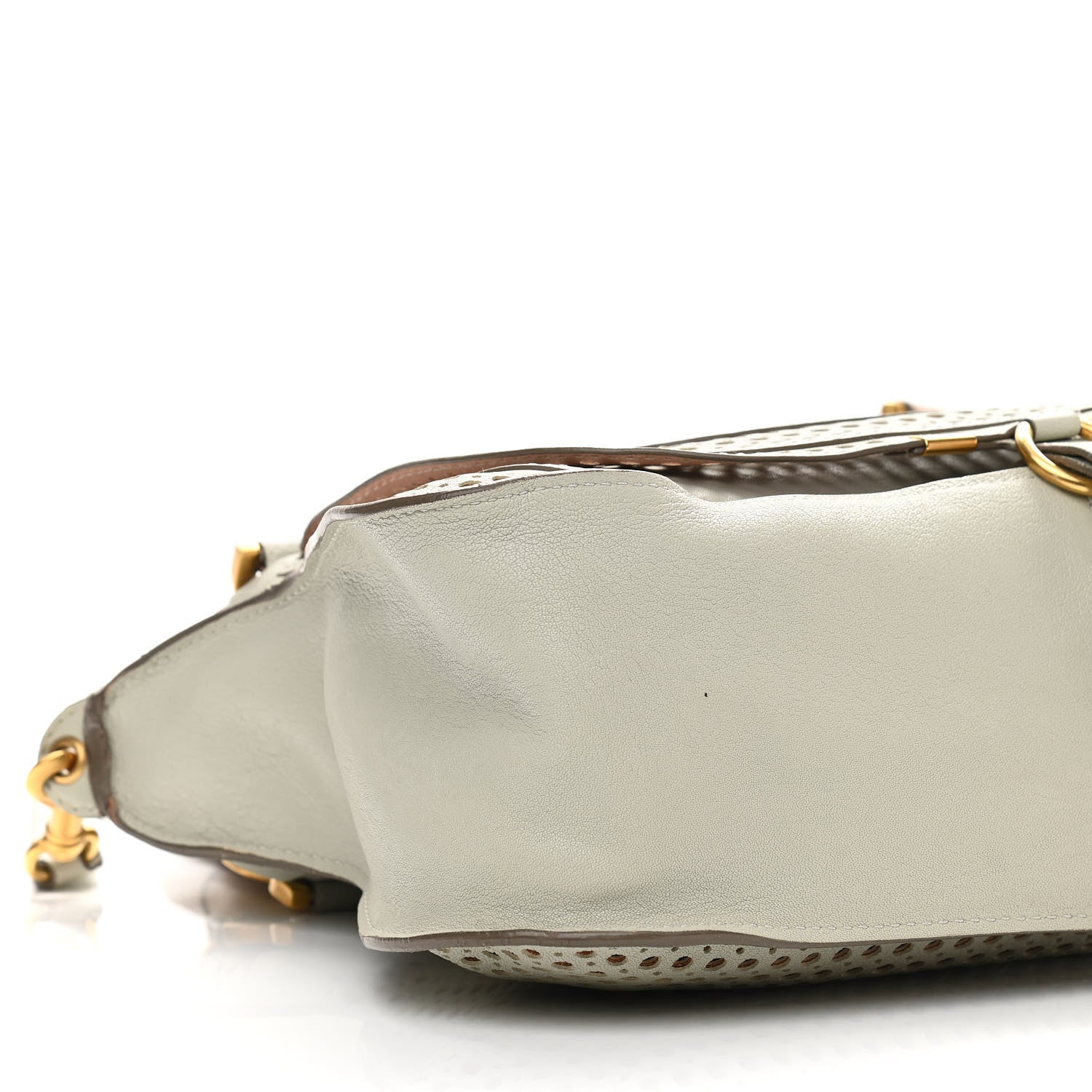 Chloe Calfskin Perforated Medium Marcie Satchel Grey 9 of 13
