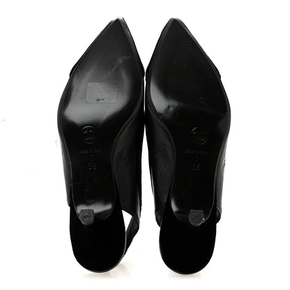 Chanel Velvet Lambskin Pearl CC Slingback Pumps 36 Black 6 of 9
