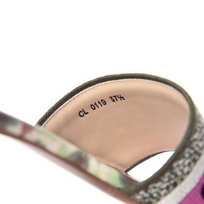 Christian Dior Canvas KaleiDioroscopic Embroidered Dway Flat Slide Sandals 37.5 Deep Amaranth 9 of 10