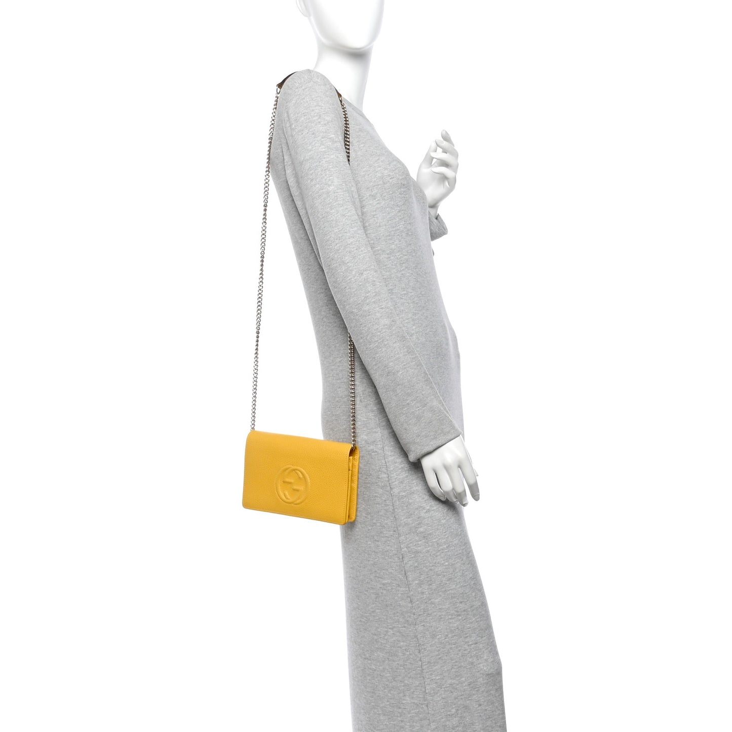 Pebbled Calfskin Soho Wallet on Chain New Buttercup