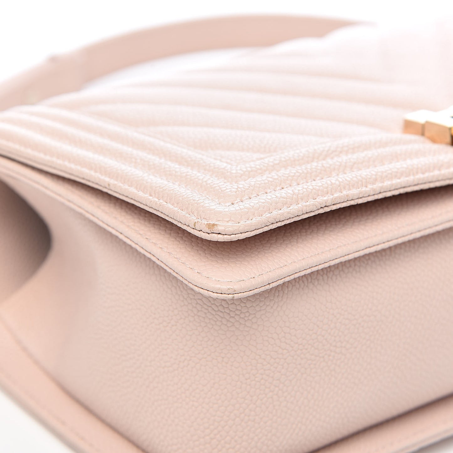 Caviar Chevron Quilted Medium Boy Flap Nude