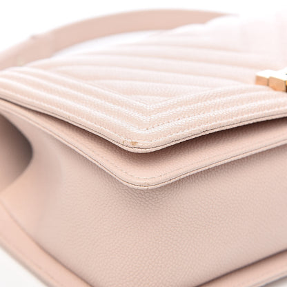 Chanel Caviar Chevron Quilted Medium Boy Flap Nude 11 of 15