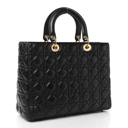 Christian Dior Lambskin Cannage Large Lady Dior Black 3 of 9