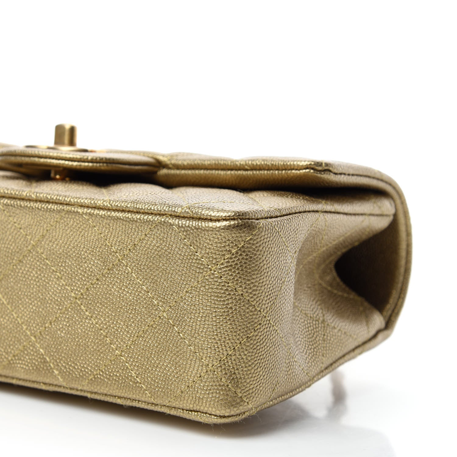 Chanel Metallic Caviar Quilted Mini Top Handle Rectangular Flap Gold 7 of 10