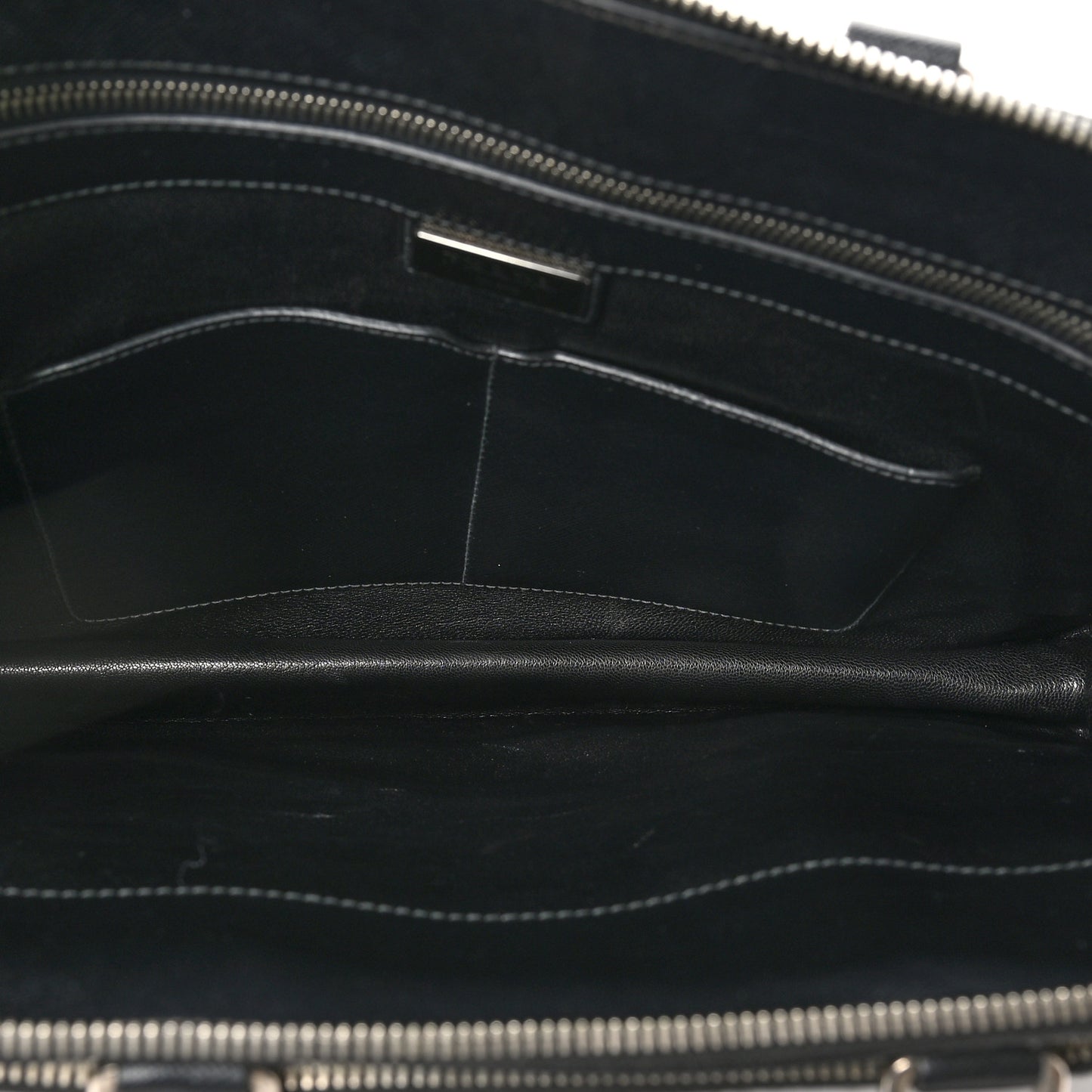 Saffiano Cuir Travel Front Zip Pocket Briefcase Black