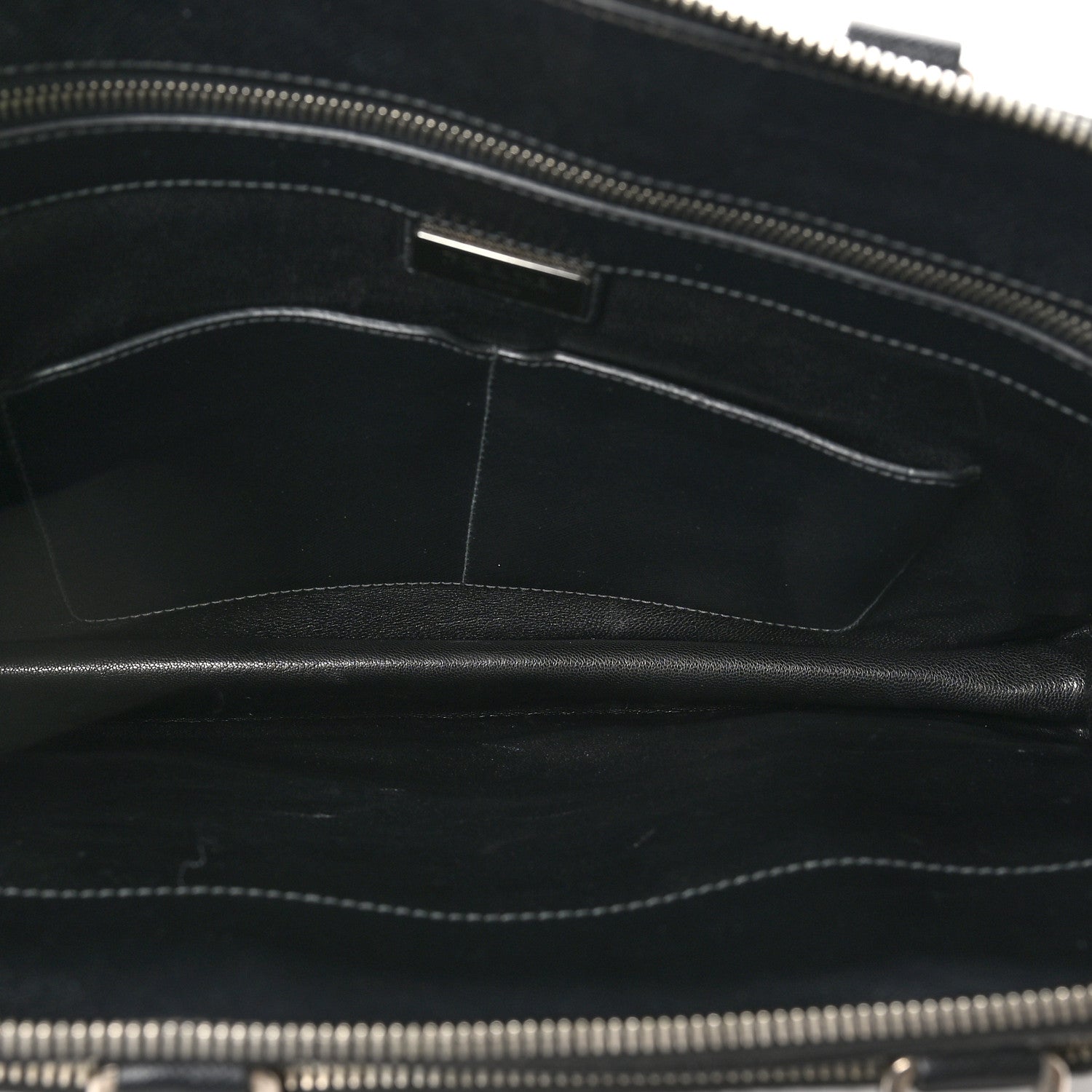 Prada Saffiano Cuir Travel Front Zip Pocket Briefcase Black 4 of 8