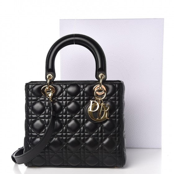 Lambskin Cannage Medium Lady Dior Black