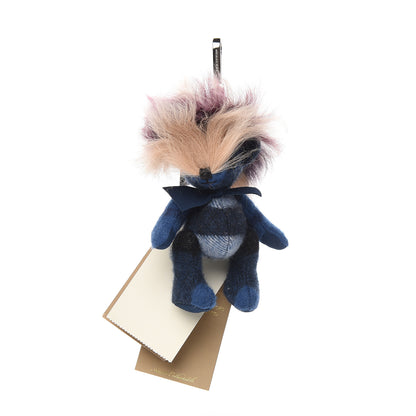 Burberry Cashmere Check Punk Thomas Bear Bag Charm Cadet Blue 1 of 2