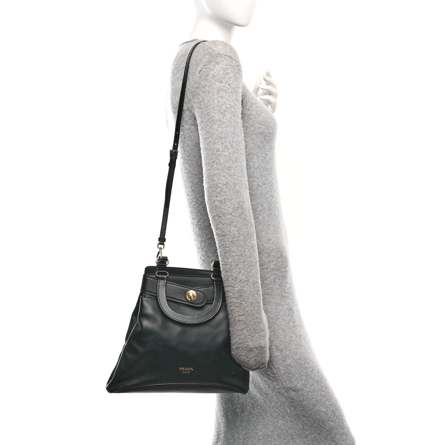 Soft Calf Carey Medium Bucket Bag Black