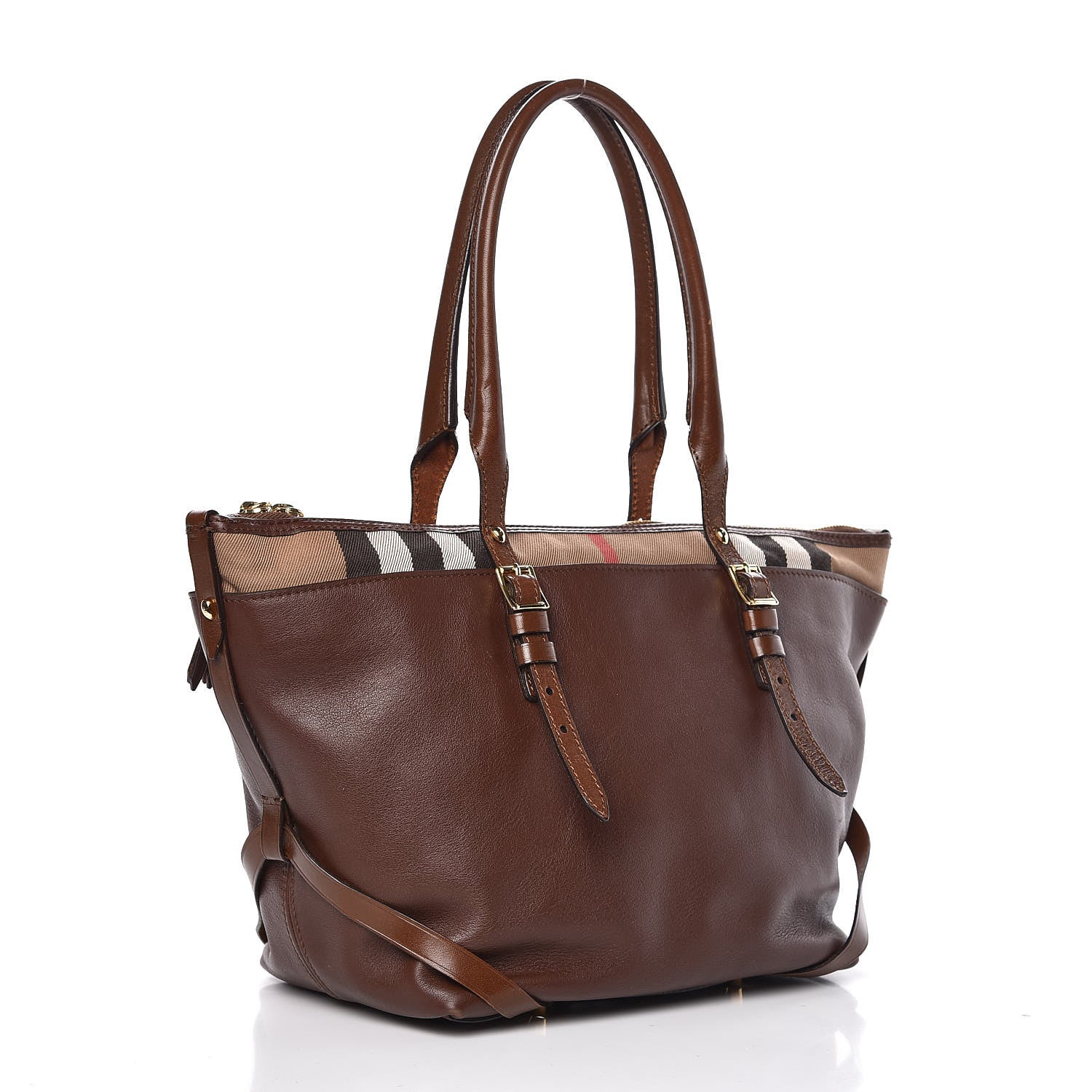 Burberry Calfskin House Check Small Salisbury Tote Brown 3 of 14