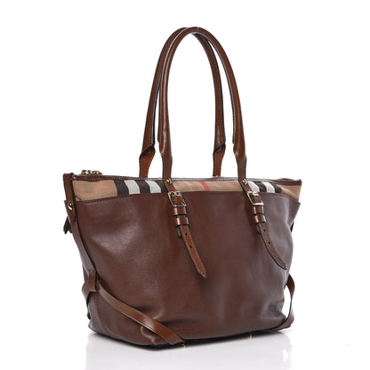 Burberry Calfskin House Check Small Salisbury Tote Brown 3 of 14