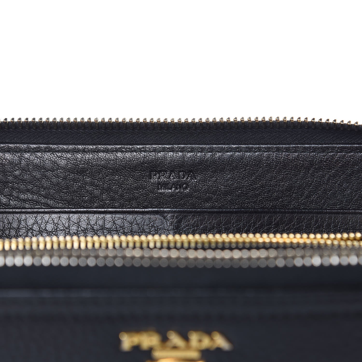 Prada Vitello Daino Zip Around Wallet Black 6 of 10