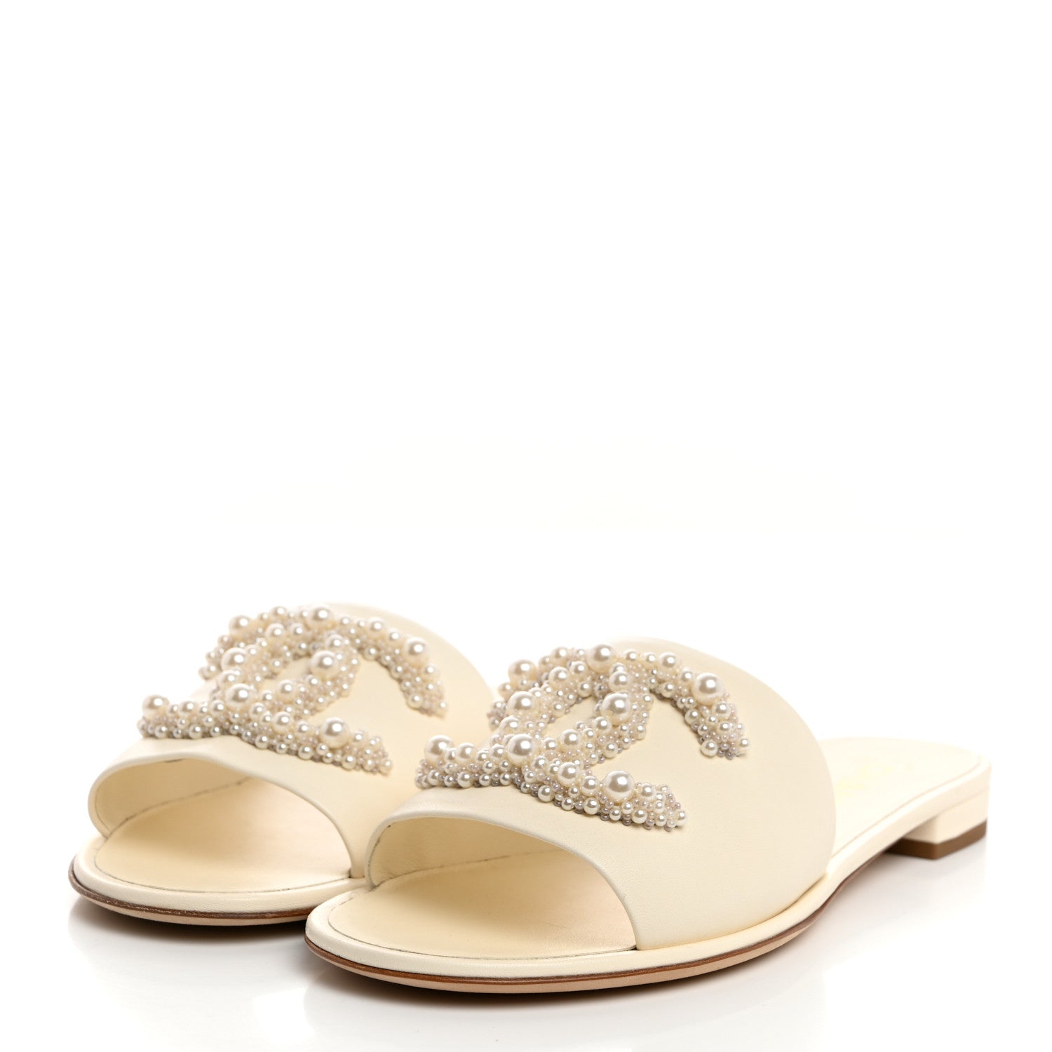 Chanel Calfskin Pearl CC Mules 40 Ivory 3 of 9