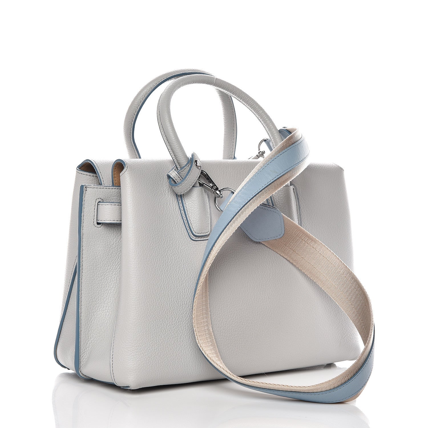 MCM Grained Calfskin Medium Milla Tote Whisper Grey 3 of 14