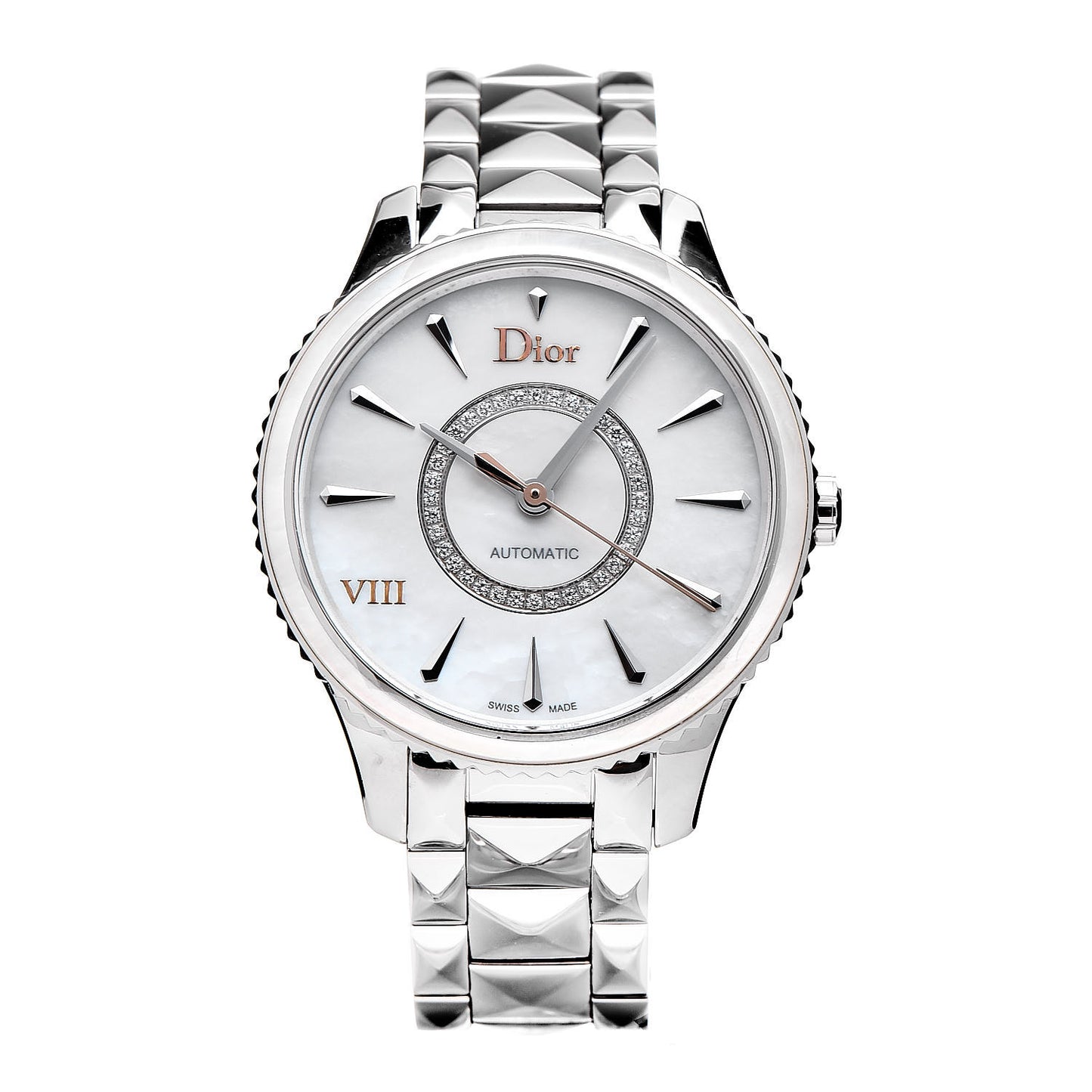 Stainless Steel Diamond Mother of Pearl 36mm Dior VIII Montaigne Automatic Watch