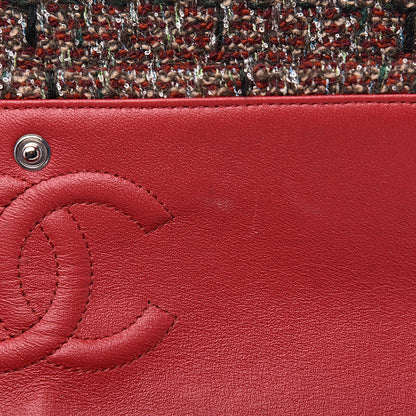 Chanel Tweed Quilted Medium Double Flap Dark Red 12 of 12