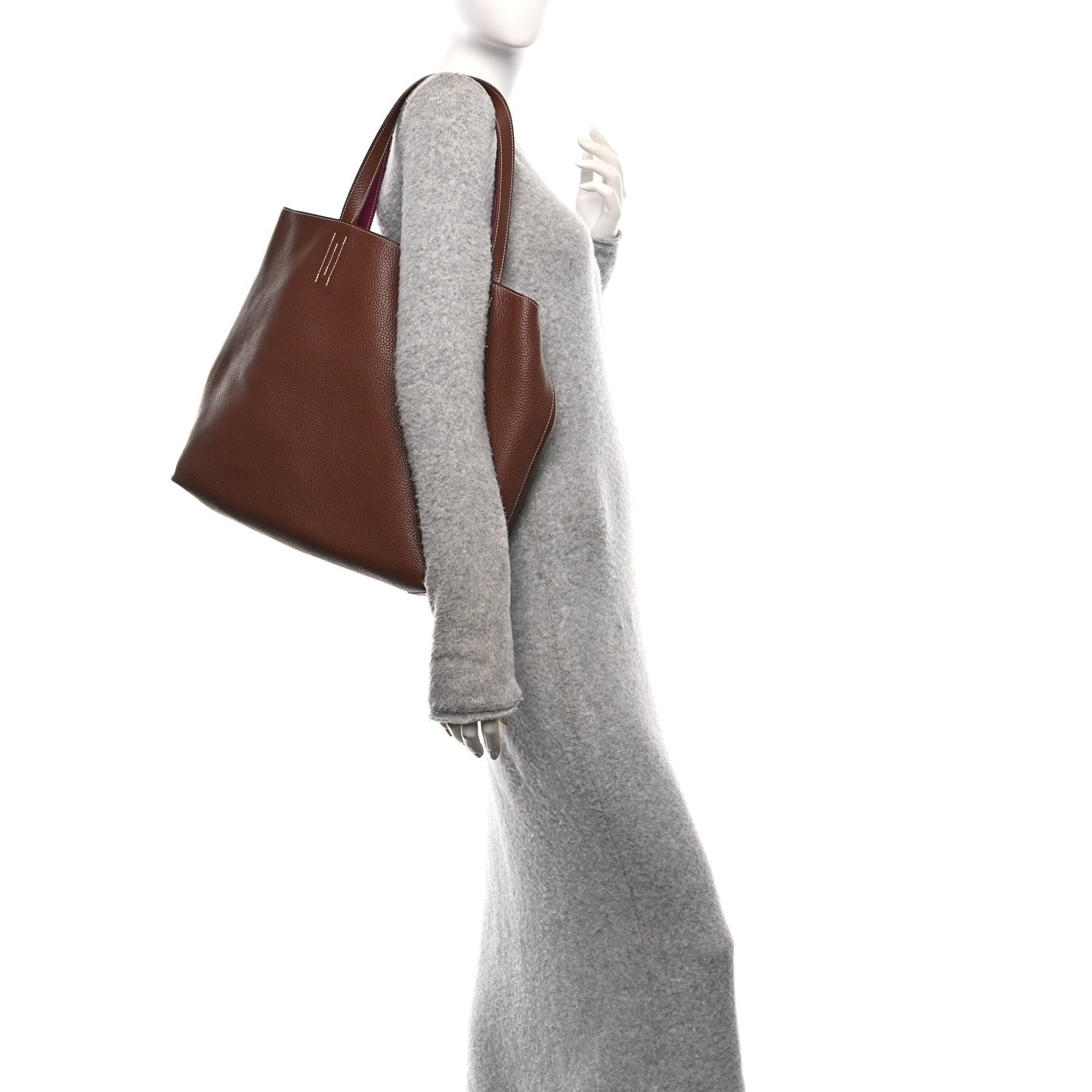 Taurillon Clemence Double Sens 36 Reversible Tote Marron Tosca