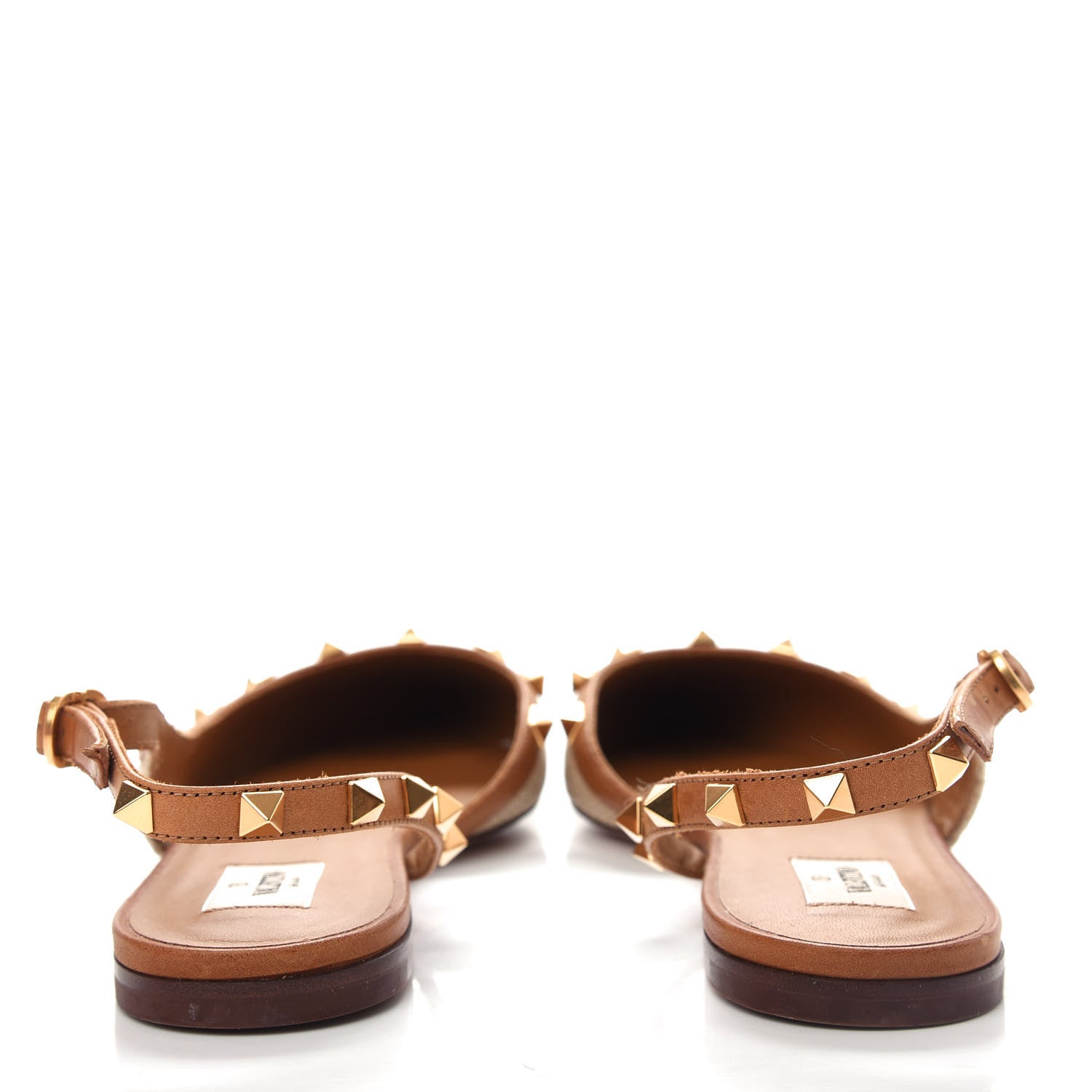 Valentino Garavani Raffia Calfskin Rockstud Slingback Flats 40 Naturale 8 of 12