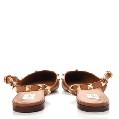 Valentino Garavani Raffia Calfskin Rockstud Slingback Flats 40 Naturale 8 of 12