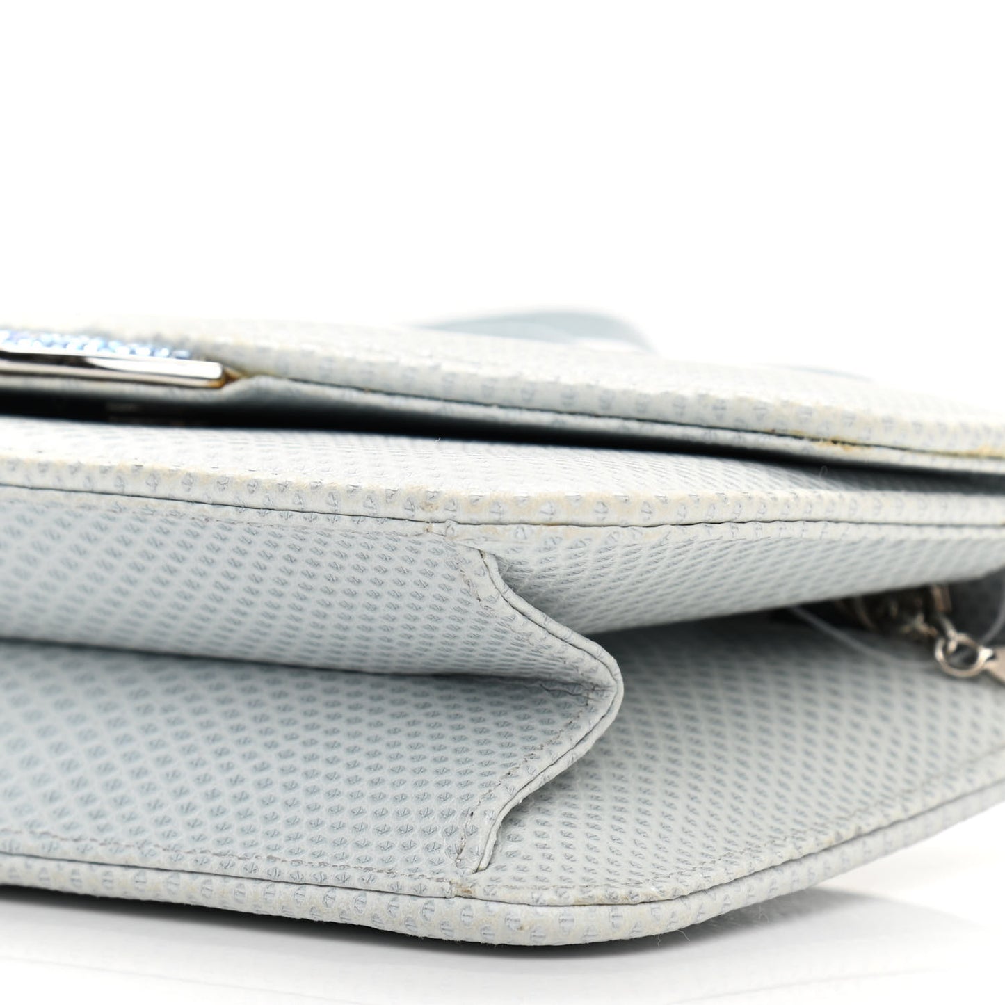 Crystal Lizard Embossed Evening Bag Light Blue