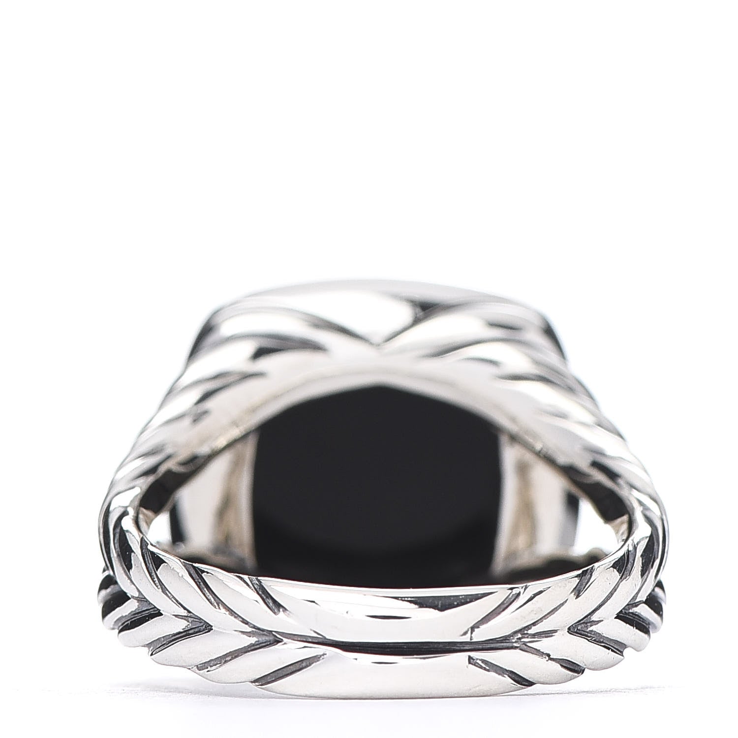 David Yurman Sterling Silver Diamond Black Onyx 11mm Albion Ring 52 6 4 of 5