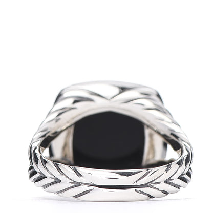 David Yurman Sterling Silver Diamond Black Onyx 11mm Albion Ring 52 6 4 of 5