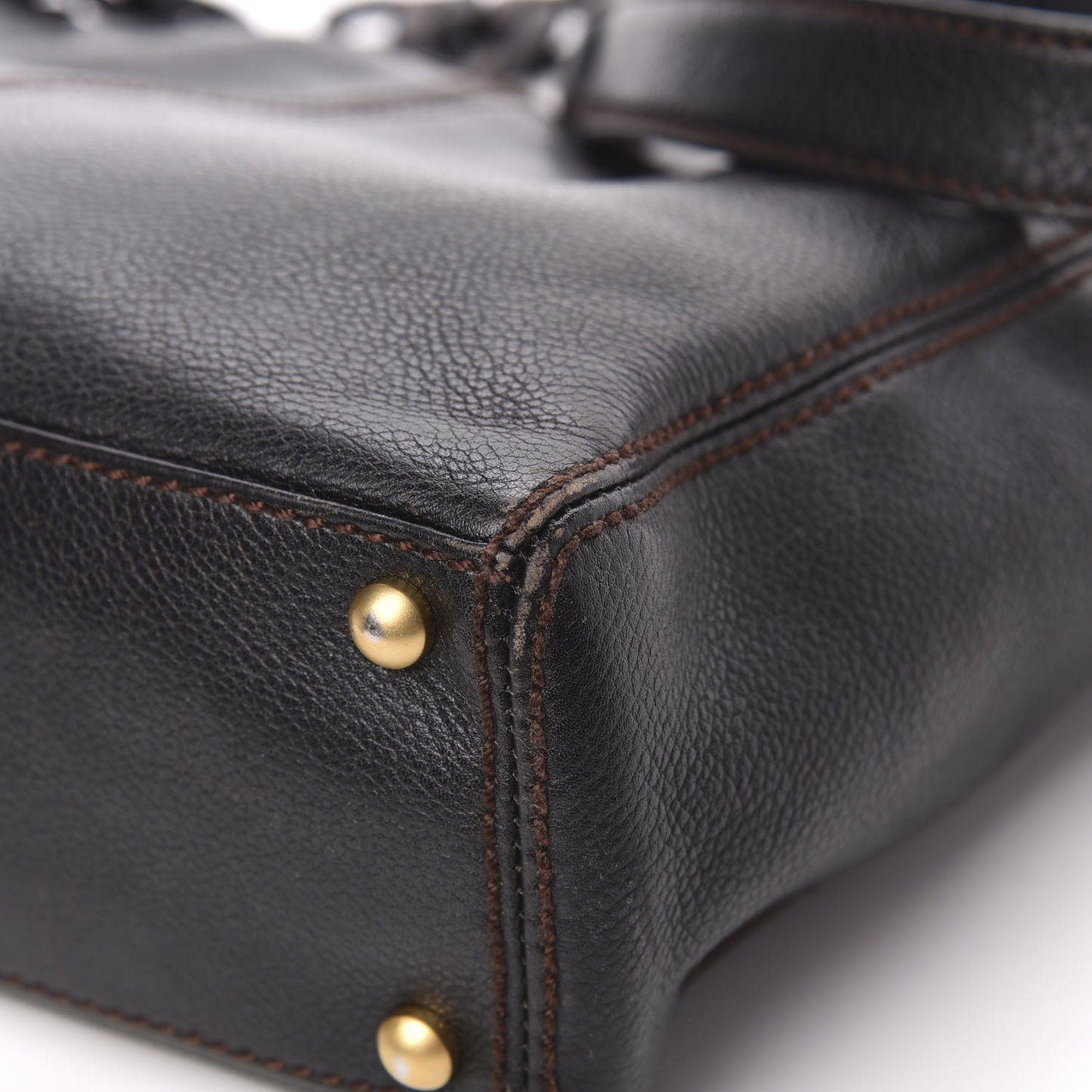 Calfskin Wood Chain Tote Black