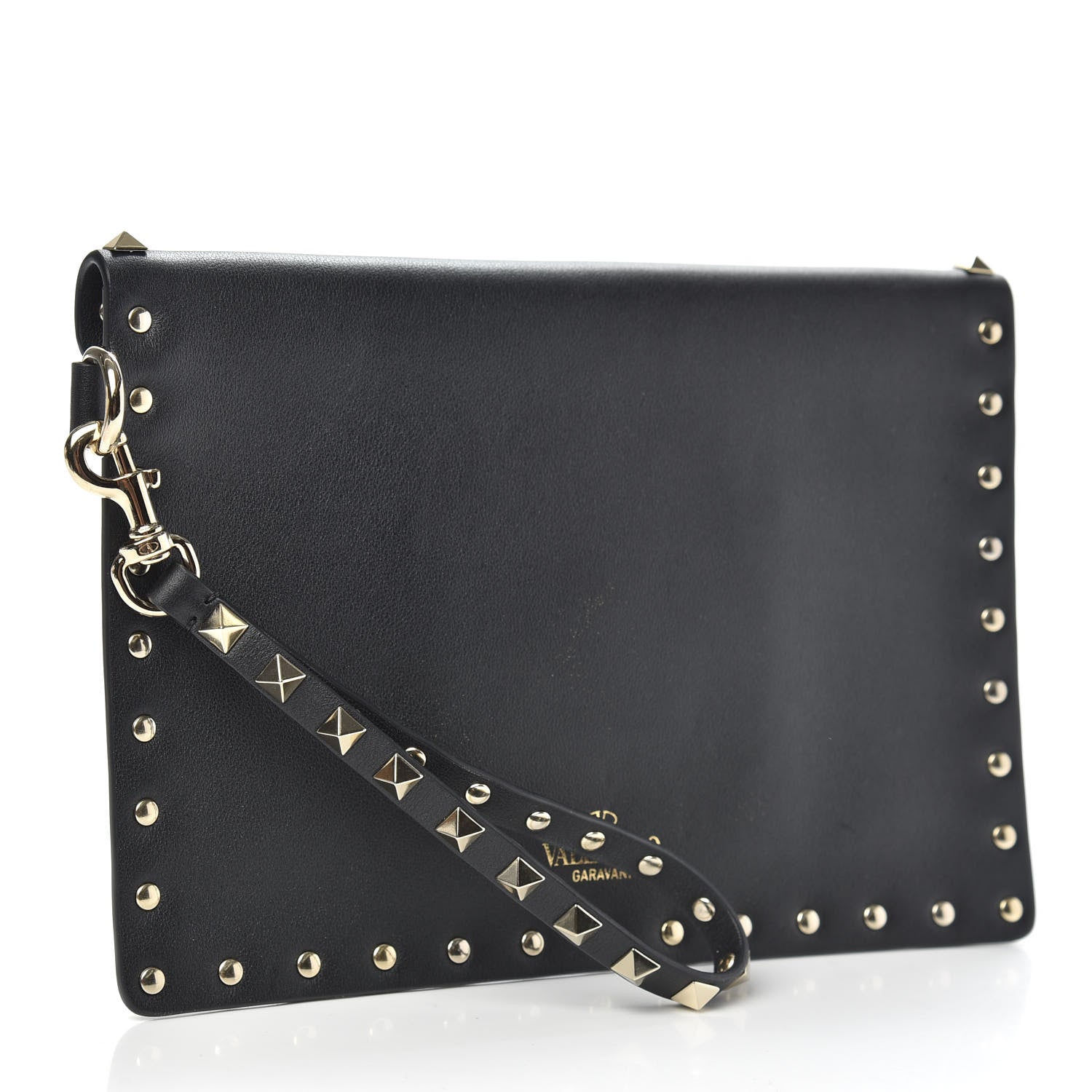 Valentino Garavani Vitello Medium Rockstud Envelope Flat Wristlet Pouch Black 3 of 6