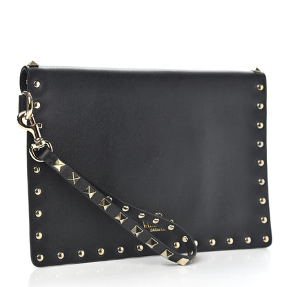 Valentino Garavani Vitello Medium Rockstud Envelope Flat Wristlet Pouch Black 3 of 6