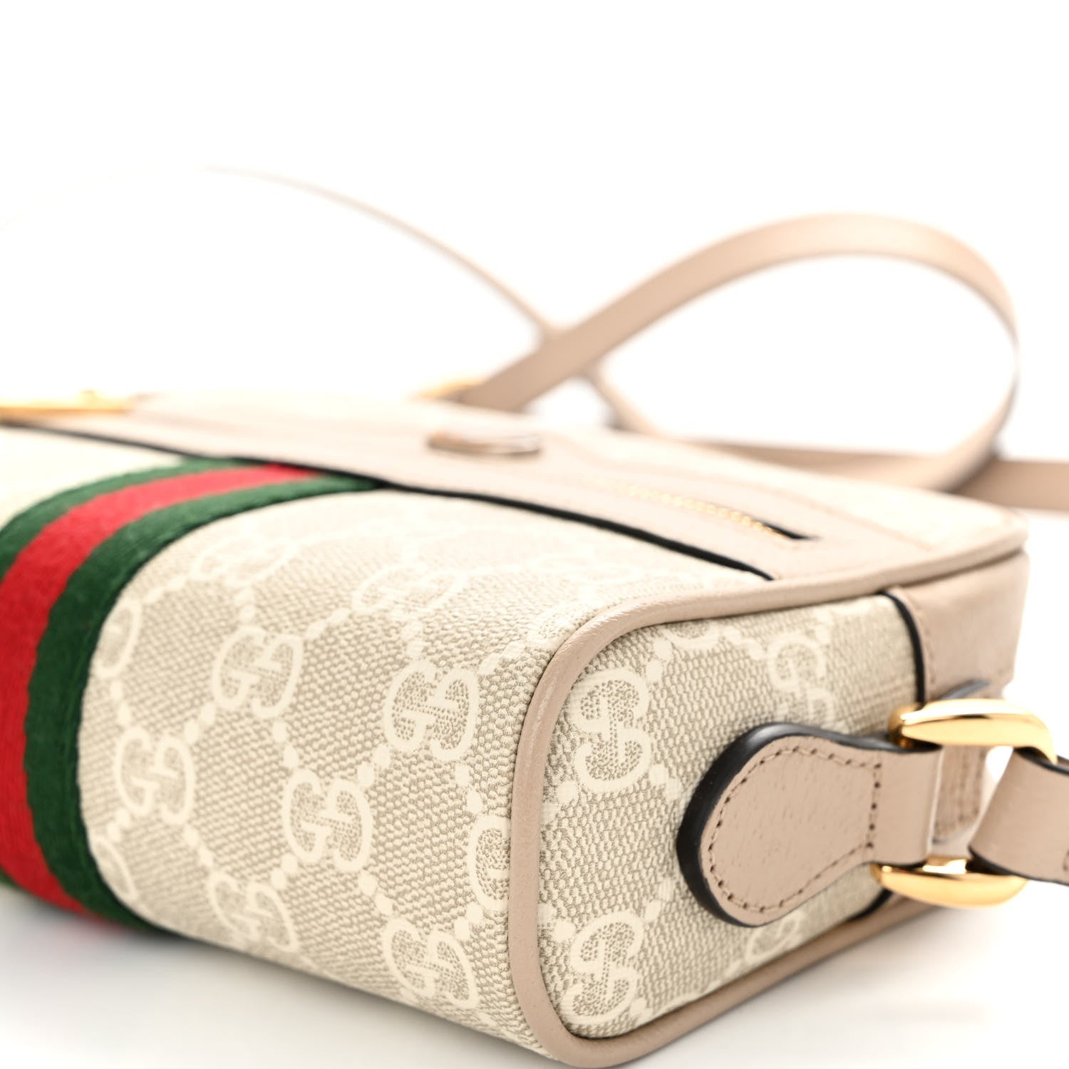 Gucci GG Supreme Monogram Textured Calfskin Web Mini Ophidia Shoulder Bag Beige Mystic White Oatmeal 9 of 9