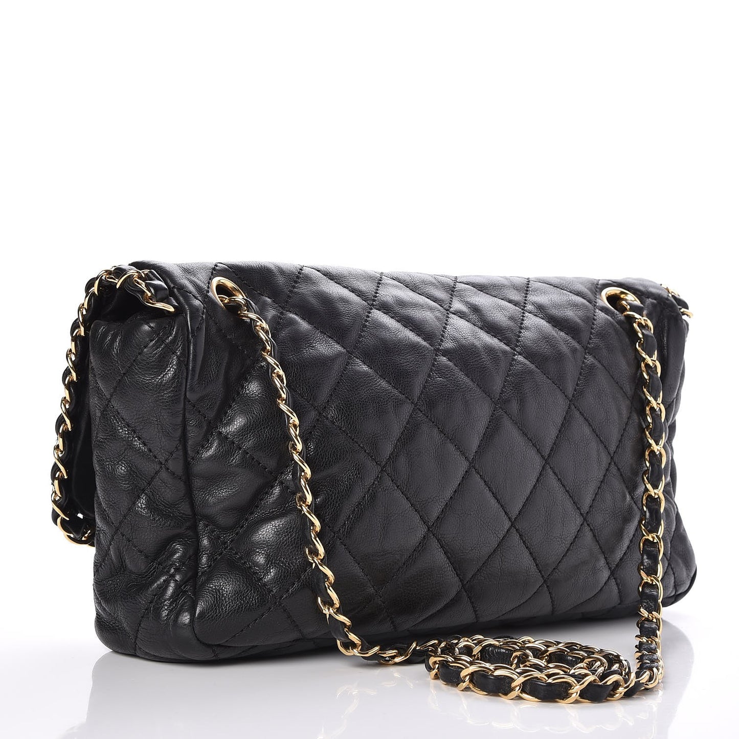 Calfskin Quilted Medium Chain Me Flap Black