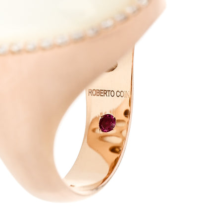 Roberto Coin 18K Rose Gold Diamond Mother of Pearl Doublet Oval Cocktail Ring 53 6.25 5 of 6
