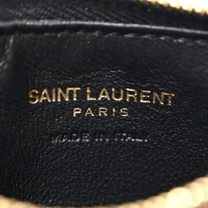 Saint Laurent Grain De Poudre Matelasse Chevron Monogram Fragments Zippered Card Case Black 6 of 7