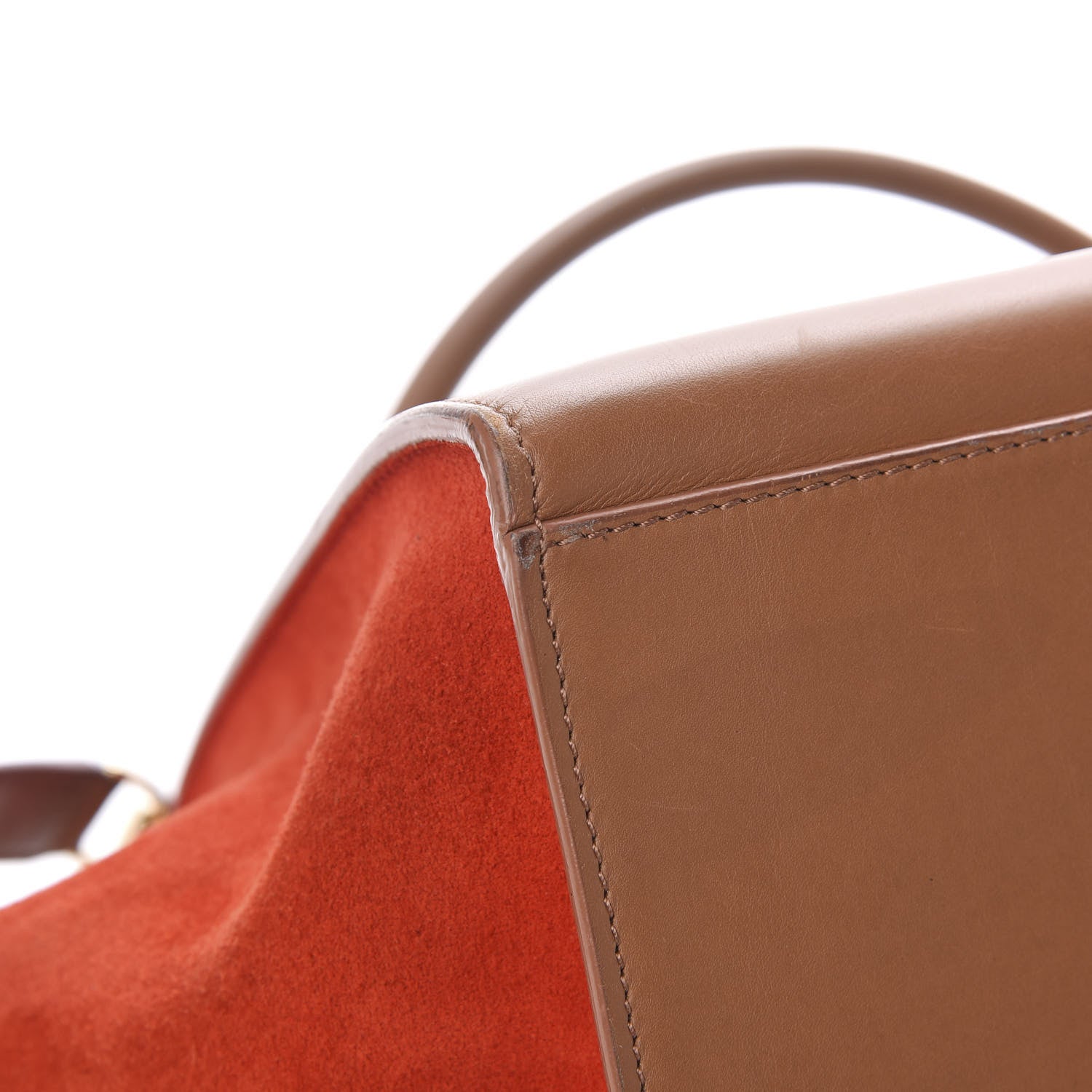Celine Natural Calfskin Suede Medium Bi-Color Trapeze Tan 12 of 18