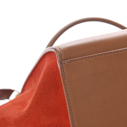 Celine Natural Calfskin Suede Medium Bi-Color Trapeze Tan 12 of 18