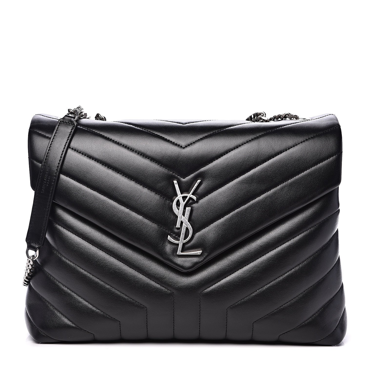 Saint Laurent Calfskin Y Quilted Monogram Medium Loulou Chain Satchel Black 1 of 11