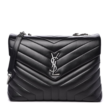 Saint Laurent Calfskin Y Quilted Monogram Medium Loulou Chain Satchel Black 1 of 11