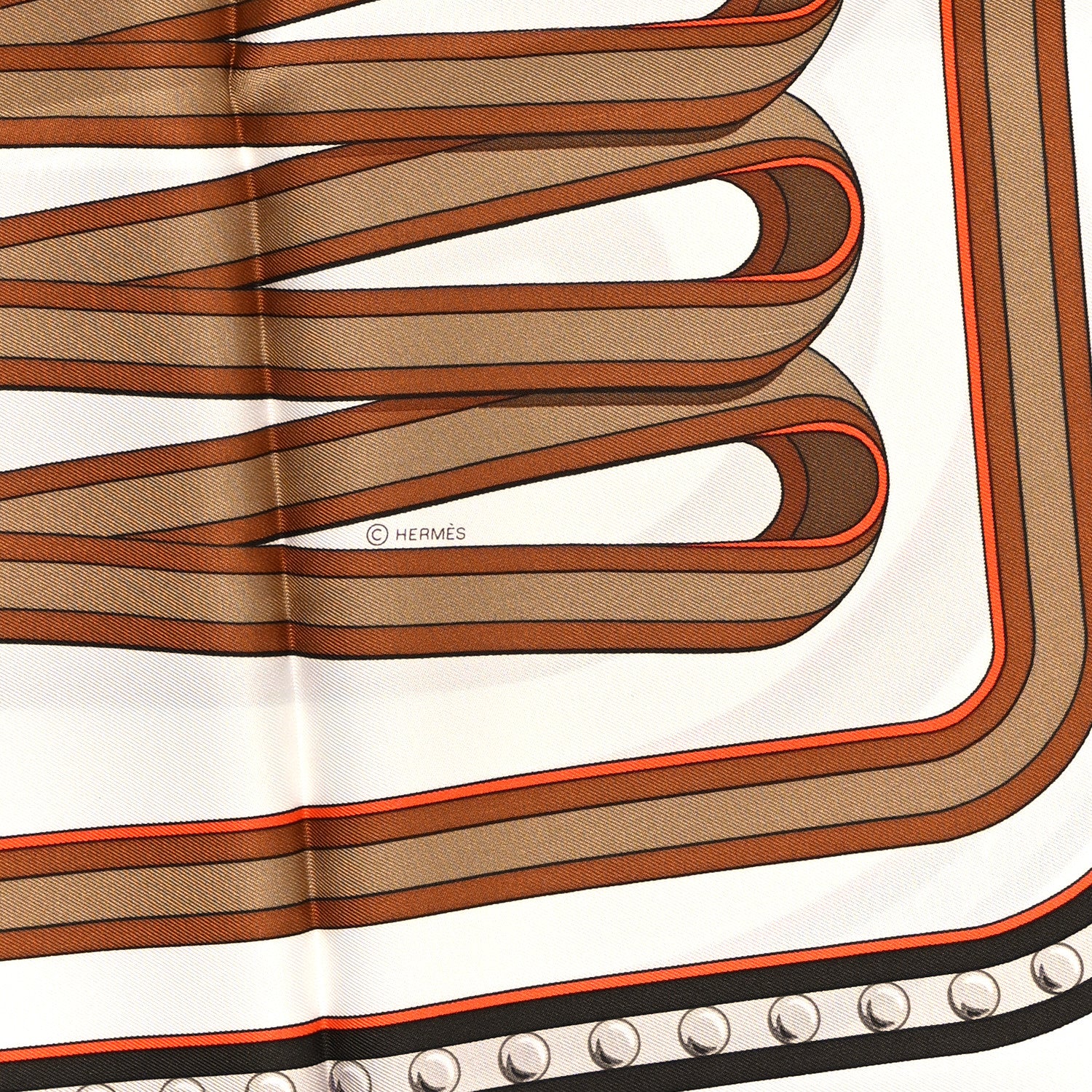 Hermes Silk Twill Grand Tralala 90 White Caramel Miel 4 of 5